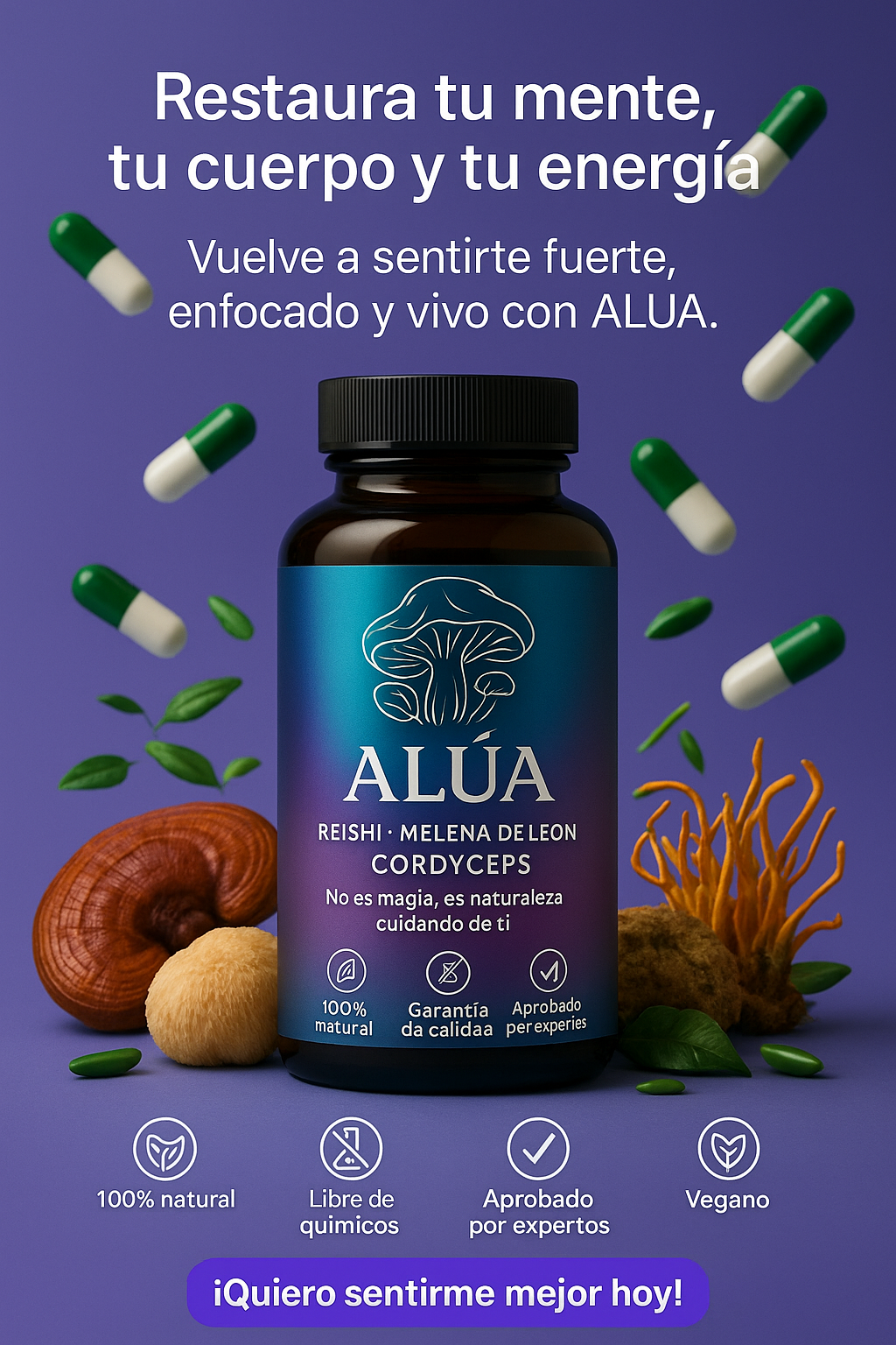 ALÚA – Reishi, Melena de León & Cordyceps