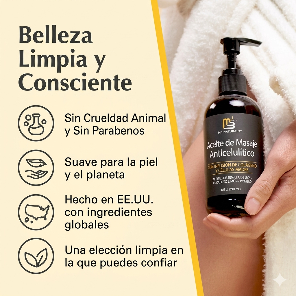 Aceite de Masaje Anticelulitico con Colágeno y Células Madre M3 Naturals